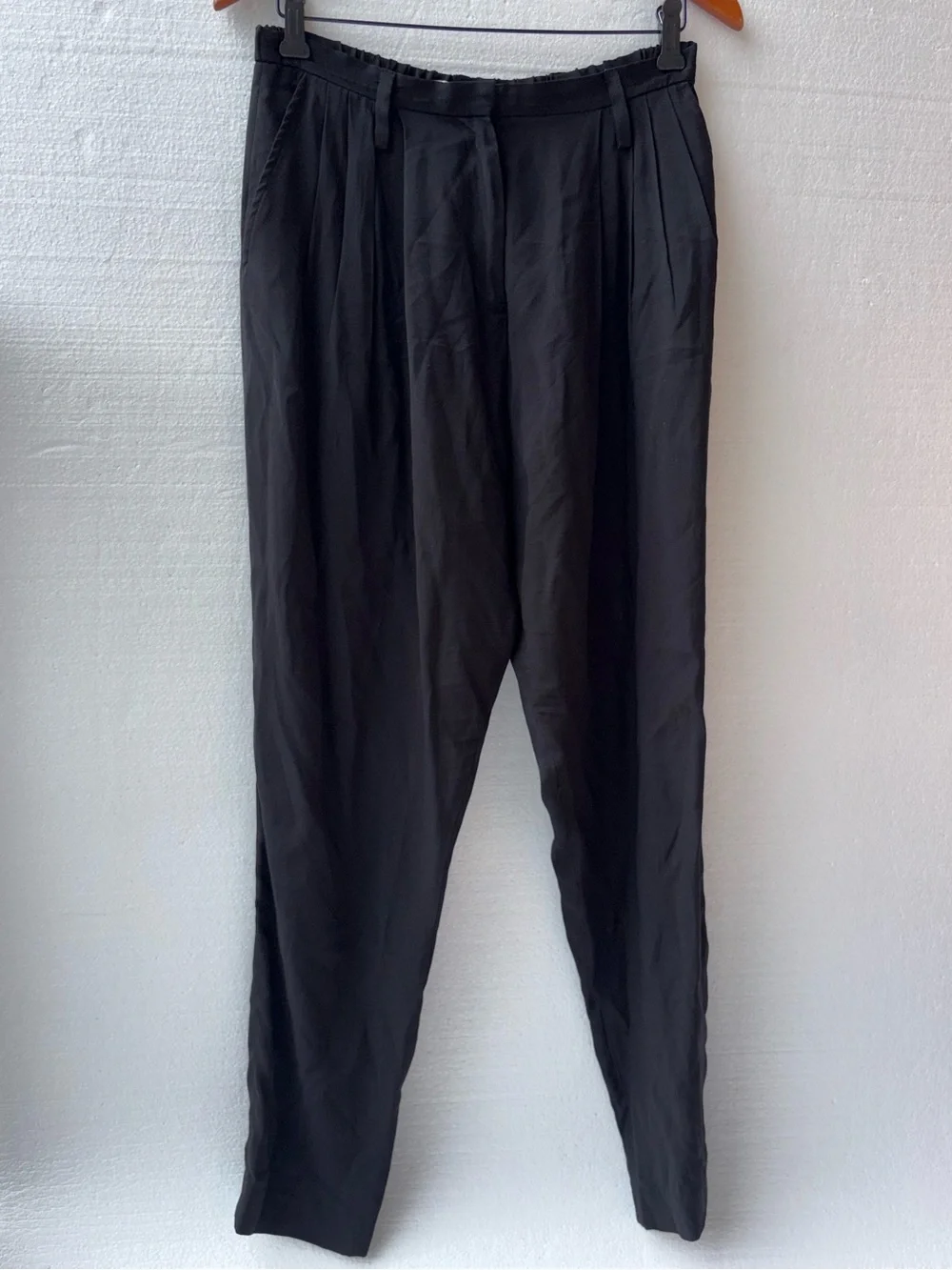 APIECE APART Cupro Viscose Pull On Pants Black Tapered Relaxed Fit Size‎ 8